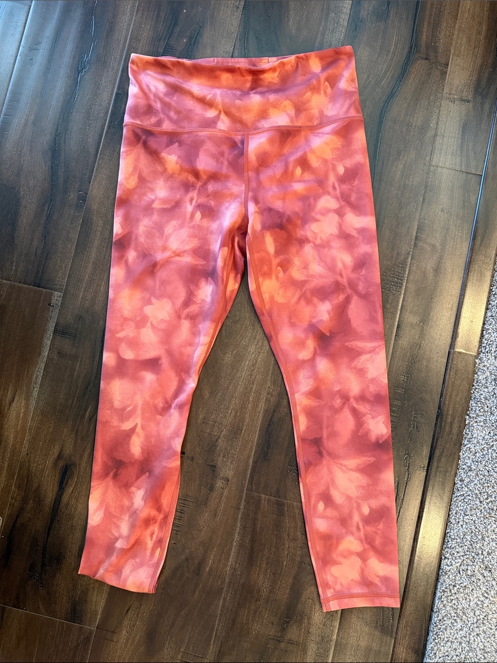 Athleta 7/8 Coral Pink Tie-Dye Leggings